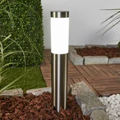 Lindby LED-solarna svetilka Aleeza, 61 cm, nerjaveče jeklo, zemeljski kol - Sodobni - nerjaveče jeklo, belo
