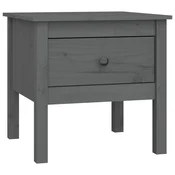 Vidaxl Stranska mizica siva 50x50x49 cm trdna borovina
