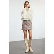 Trendyol Multicolored Snake Patterned Brown Mini Denim Skirt
