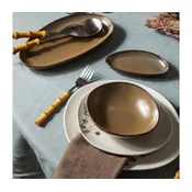27-delni jedilni komplet, bel/rjav, porcelan