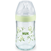 Staklena bocica Nuk - Nature Sense, sa silikonskim sisacem ?, 240 ml, zelena