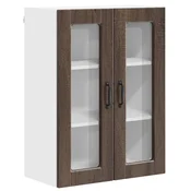 Vidaxl Stenski stekleni omarica PORTO Rjav hrast 60 x 31 x 80 cm