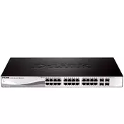D-Link 28-port Smart Gigabit 10/100/1000Mbps Switch, 24x Gigabit RJ45 + 4 Gigabit SFP ports, VLAN, QoS, ACL, Security, Port mirroring, STP, Link Aggregation, IGMP, Web management, Rackmount kit | DGS-1210-28