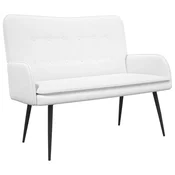 Vidaxl Kavč za 2 osebi Bela 115 x 61 x 87 cm Blago
