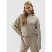 Womens 4F Hooded Sweatshirt with Zipper - Brown