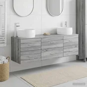 vidaXL Komplet omaric za kopalnico 3 kos Siva Sonoma