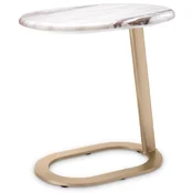 Casa Padrino luxury side table white-brown/brass 49 x 34 x H. 50 cm - Stainless steel table with marble top - Living room furniture - Luxury furniture - Living room furnishings