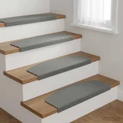 vidaXL Podloge za stopnice 15 kos 56 x 17 x 3 cm Svetlo siva Poliester