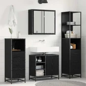 vidaXL Komplet pohištva za kopalnico 4 pcs Črni hrast 65 x 33 x 60 cm