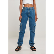 Womens Organic Stretch Denim Cargo Pants Sheer Blue Washed