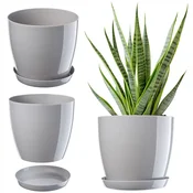 KADAX Plastični cvetlični lonec s krožnikom, 28 cm, siv, idealen za rože