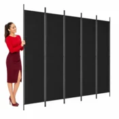 Vidaxl Paravan 5-delni 250x200 cm črno blago