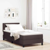 vidaXL vidaXL Vzmetnica s škatlo z vzmetnico & LED Temno rjava 80x200 cm Tkanina, (22156472)