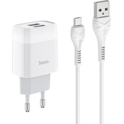 HOCO hišni polnilec C73 2,4A 2x USB vtič s polnilnim kablom Micro USB