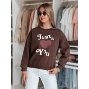 Bluza damska oversize z nadrukiem JUST LOVE YOU bršzowa Dstreet