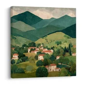 Slika zelene griče in hiše - 20x20