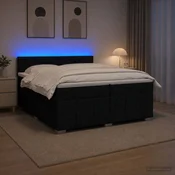 vidaXL Postelja boxspring z vzmetnico Črna 200 x 200 cm Blago