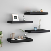 Plutajuce zidne police 4 kom crne 40 x 23 x 3,8 cm MDF
