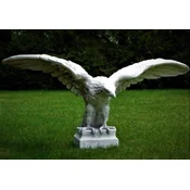 Casa Padrino Garden Decoration Sculpture Eagle Gray 180 x 70 x H. 92 cm - Large Garden Decoration Stone Figure - Garden Stone Sculptures - Garden Decoration Accessories