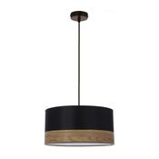 Porto Pendant Lamp Black 1X60W E27 Black Lampshade+Brown (Oak Veneer)