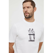 Pamucna majica Sisley za muškarce, boja: bež, s tiskom