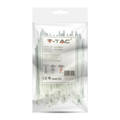 V-TAC Kabelske vezalke 2,5x100 mm, bele, 100 kosov v pakiranju [11159]