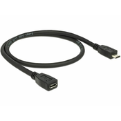 DELOCK Podaljšek USB Mikro B-m - Mikro B-ž 0,5m črn Delock 83567