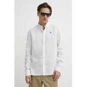 Lanena košulja Timberland boja: bijela, slim, s button-down ovratnikom, TB0A2DC31001