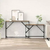 vidaXL Konzolna miza 2 pcs Umetni hrast 100 x 28 x 75 cm