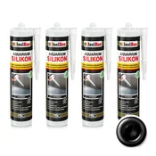 IsolBau črni silikon za akvarij 4 x 300 ml