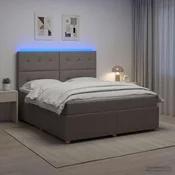 vidaXL LED posteljni pod z vzmetnico Taupe 160 x 200 cm Blago
