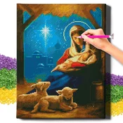 shumee Diamantna slika 5D z okvirjem Velika diamantna vezenina Religijski mozaik 40x50 cm