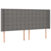 Vidaxl Vzglavje z ušesi temno sivo 203x16x118/128 cm blago