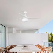 FARO BARCELONA Stropni ventilator z lučjo Outwood, bel, DC, tih, O150 cm - Dnevna soba/jedilnica - Sodobni - Plastika