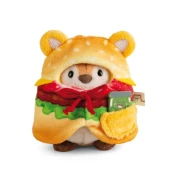 NICI plyš MyMochi Tiger Tiggy 8cm v kostýme hamburger a uhorka, set darčekové balenie
