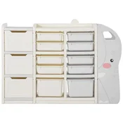VEVOR Organizator za shranjevanje igrač 4-nadstropni z 10 premičnimi zaboji 1365x32x97 cm siva