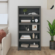 Ormaric za knjige sivi 80x35x154 cm od masivne borovine
