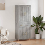 Greatstore Visoka komoda siva sonoma 69,5x34x180 cm inženirski les