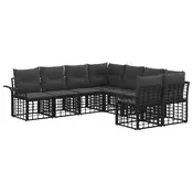 Set vanjskih sofa s jastukom 8 pcs Crna i tamno siva Poliester