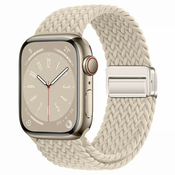 Silikonski pas za uro Apple Watch (38/40/41 mm) Nylon Braid - starlight
