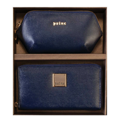 Princ Leather Ženski poklon set novcanik i neseser, Teget
