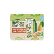 Blédina ORGANIC Harvest From 6 months - Small Jars Vegetables/Meat - Courgette Puree Peasant Chicken Thyme 2x200g