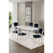 Hanah Home trpezarijski set Flori, sto i 6 stolica, bela ploca, antracit tkanina Babyface