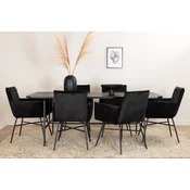 Venture Design Jedilna miza in komplet stolov Uno Petra 74x200x90 cm črna
