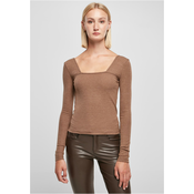 Womens square neckline with long sleeves in dark khaki