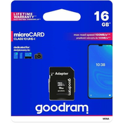 GoodRam memorijska kartica microSD 16GB + SD adapter (500304)