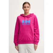 Pamucna dukserica Helly Hansen HH LOGO 2.0 za žene, boja: ružicasta, s kapuljacom, s tiskom, 34460