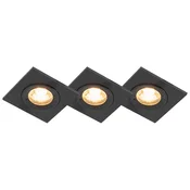 Set 3 vgradnih reflektorjev za kopalnico črni kvadrat IP44 - Xena