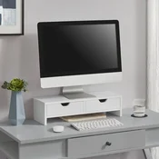 Stojalo za monitor Mänttä z dvema predaloma | 50 x 18 x 13 cm | Črn ali Bel | Ergonomija in udobje za vaš delovni prostor!