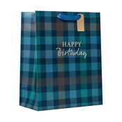 PARTISAN VREČKA DARILNA L TARTAN HAPPY BIRTHDAY